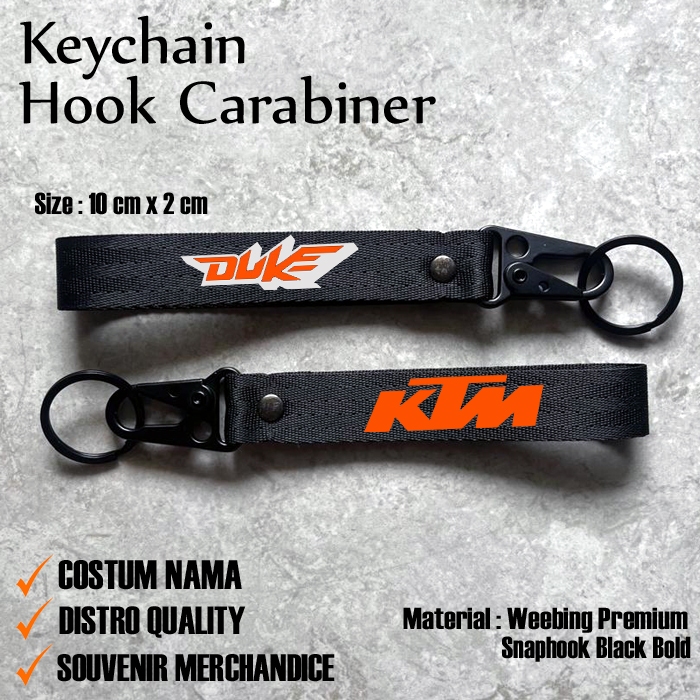 GANTUNGAN KTM DUKE KEY - KTM DUKE 200 CARABINER - พวงกุญแจ KTM DUKE - สายรัดพวงกุญแจสีดํา KTM