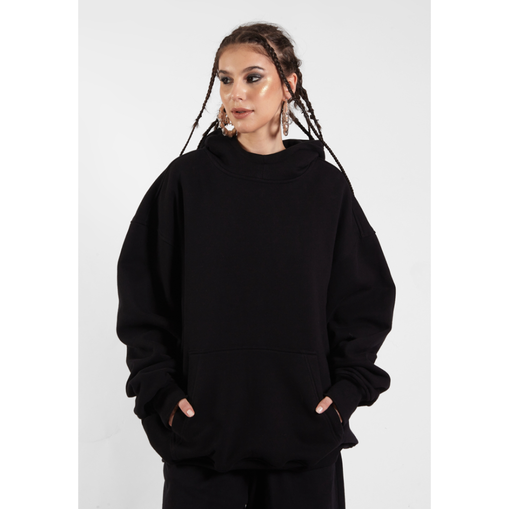 OCWA X VEDECI RAEGAN Y2K OVERSIZED สีดํา HOODIE WOMAN