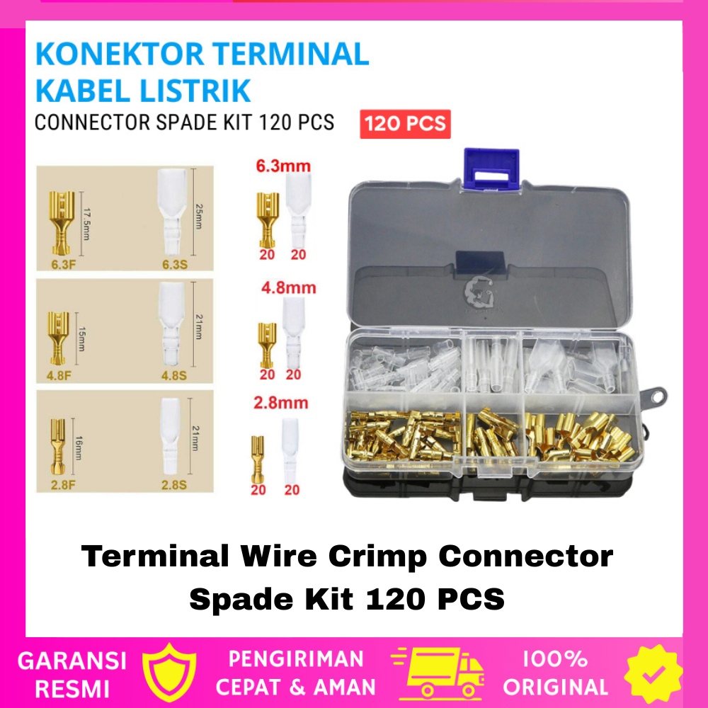 ชุดสายไฟ TERMINAL CABLE Connector Skun Terminal Wire Crimp Connector Spade Kit 120 ชิ้น