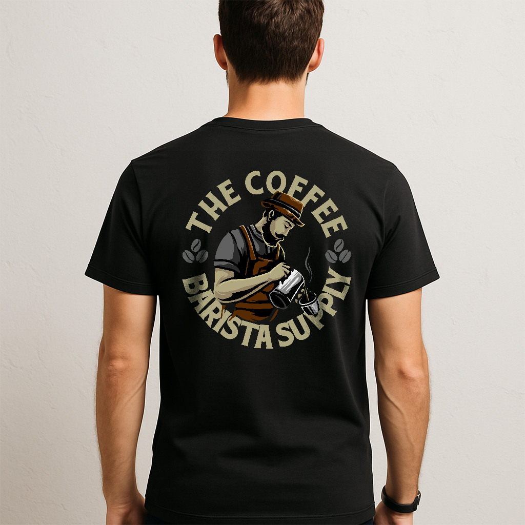 Barista The Coffee Barista Supply เสื้อยืด | ผู้ชายผู้หญิงเสื้อยืดบาริสต้าเครื่องชงกาแฟแขนสั้นเสื้อย