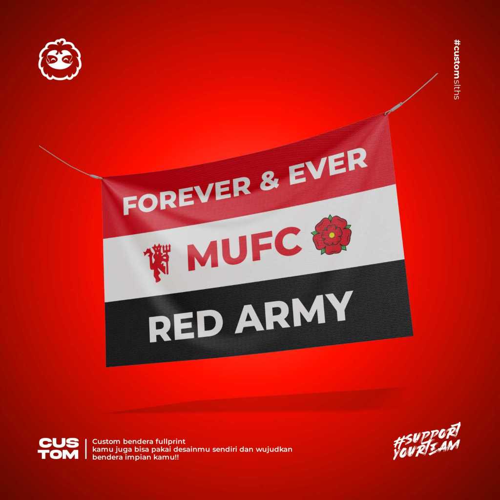 พิมพ์เต็มที่กําหนดเอง Mancester United flag พิมพ์วัสดุผ้า tetron