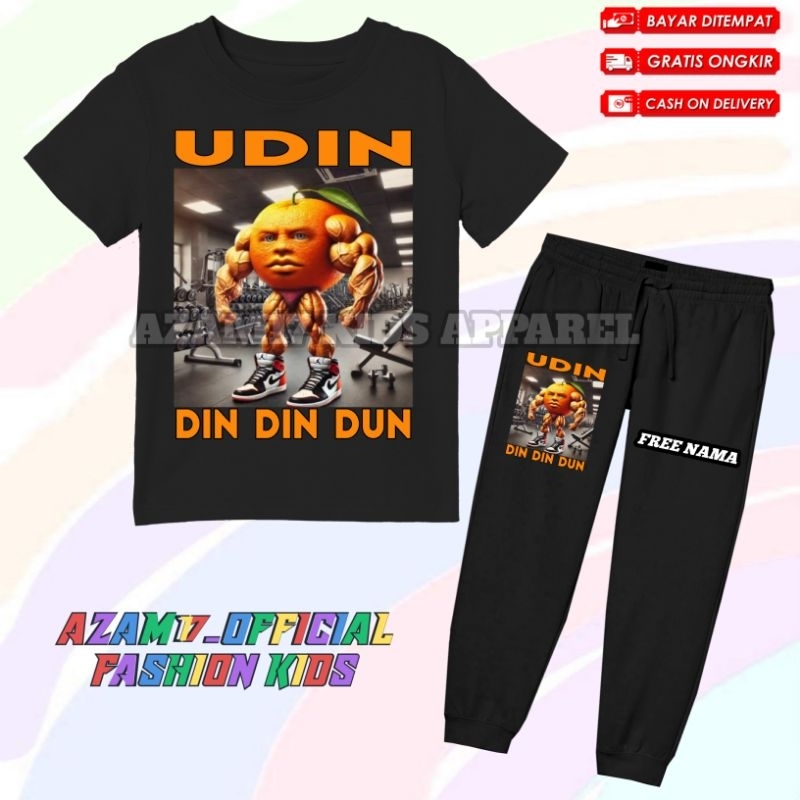 Anomali Udin Din Dun กางเกงจ็อกเกอร์เด็กชุดเสื้อยืดชื่อฟรี / Anomali Udin Din Dun ชุดเสื้อยืดจ็อกเกอ
