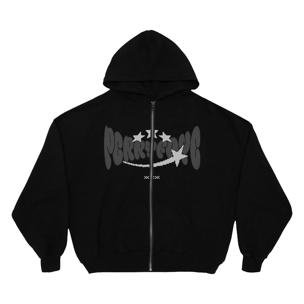 PERRYFOYE - Boxy Zipper Stars Hoodie / Boxy Hoodie / Oversize Boxy Hoodie / Boxy Zipper