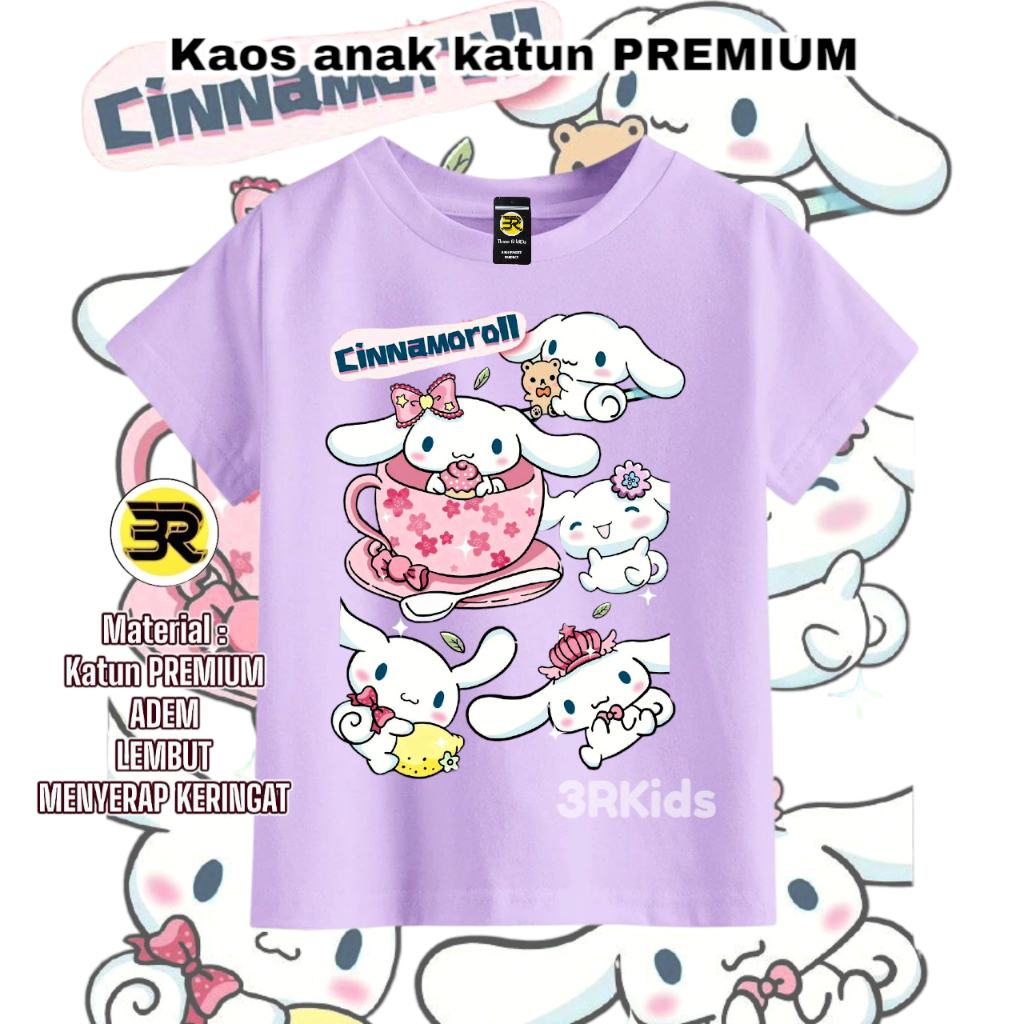 3rkid เสื้อยืดเด็ก cinamor0ll ถ้วย oblong เด็กทุกวัน