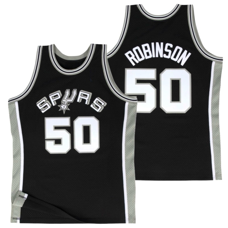 นําเข้า EMBROIDERY OF CLASSIC SANANOIO 50 DAVID ROBINSON BLACK BASKETBALL JERSEY