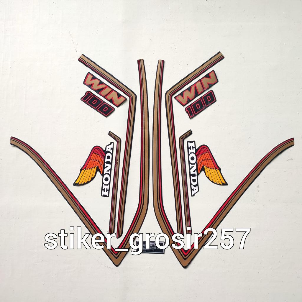 HONDA WIN 100 84 BLACK GOLD MOTORCYCLE BODY STRIPING STICKER