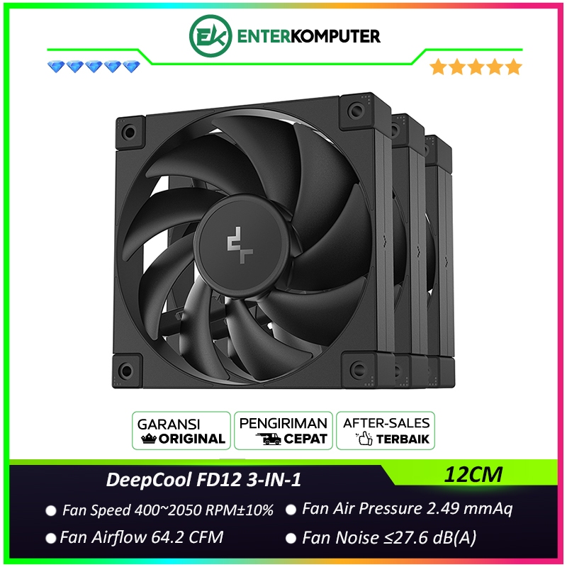 พัดลมประสิทธิภาพ PWM DeepCool FD12 3-IN-1 12CM