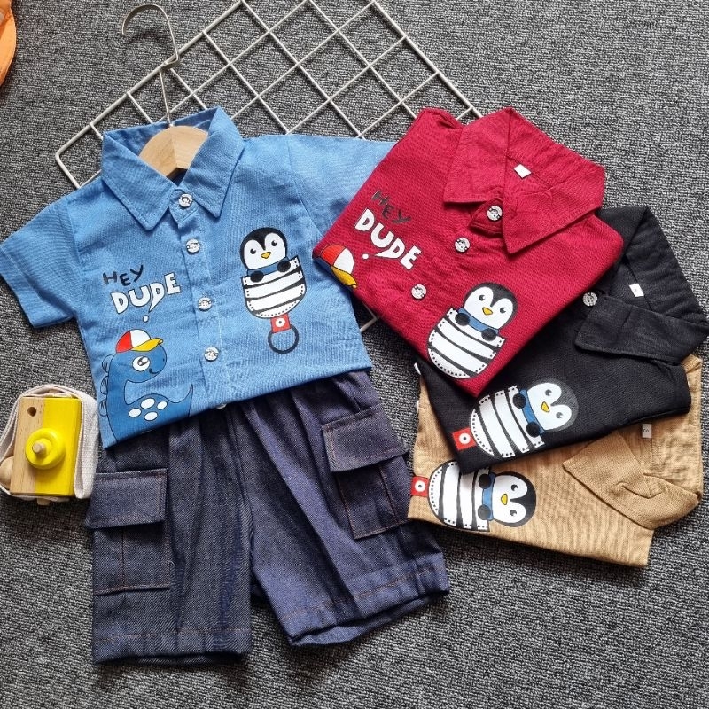 KEMEJA WAKAKO_STORE.ID SHIRT SET (HEY DUDE) สําหรับ BOYS AGED 6 MONTHS - 4 ปี
