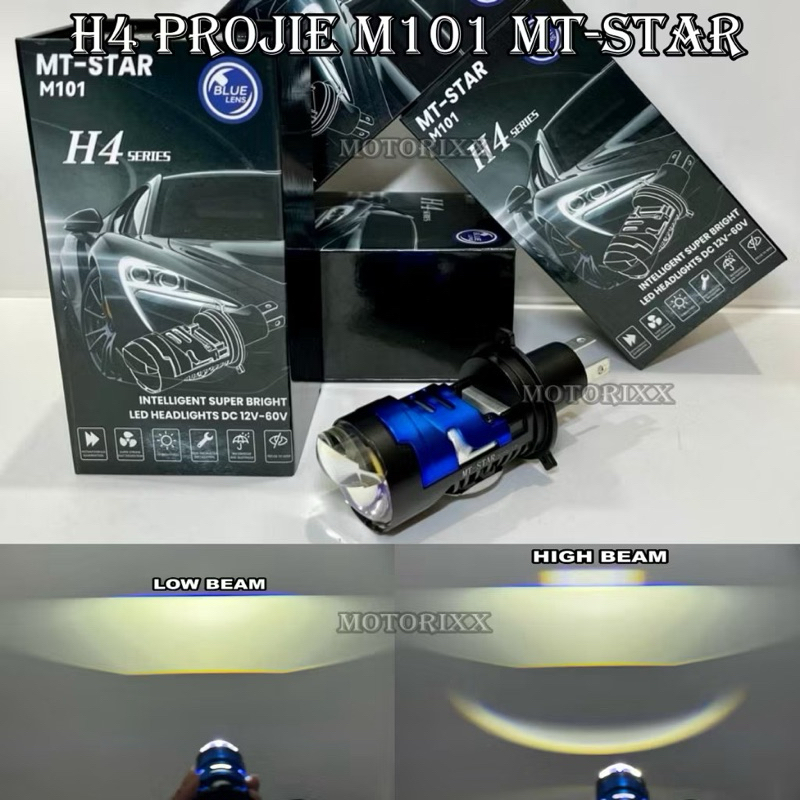 MT-STAR Mini Biling H4 M101 ไฟหน้าล่าสุดแบนตัดเลเซอร์ไฟสูง 46 วัตต์เดิม
