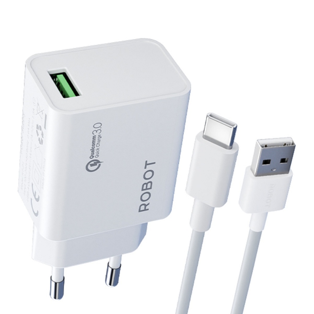 ROBOT RT-P1 Travel Charger FAST CHARGER SUIT Safe And Fast Charging 18W 3A Quick Charge 3.0 พร้อมสาย