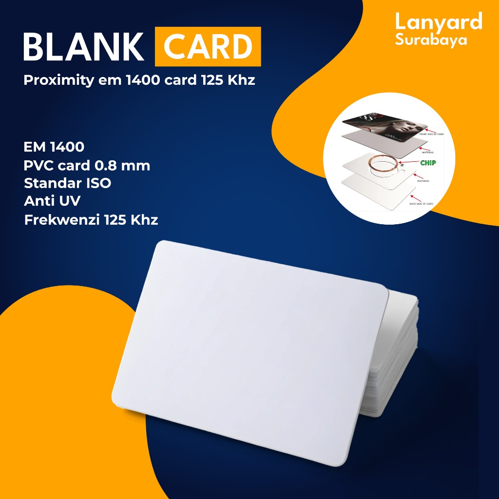 PVC Blank Thermal Card Proximity Plain Em4100 Card 125 Khz 0.8 mm anti UV