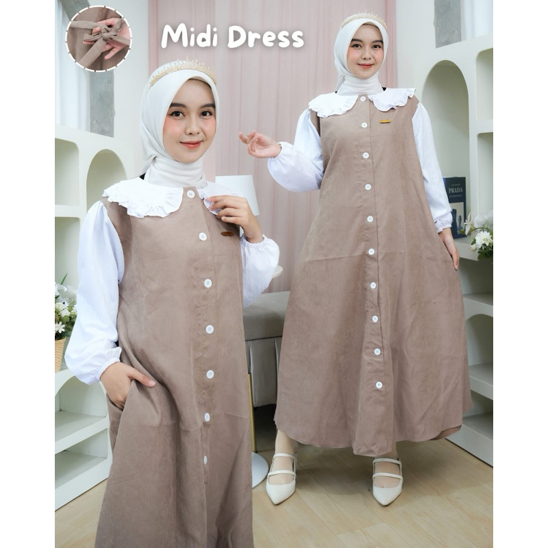 ARIANA Midi Dress Coduroy Mix Maby Crush แฟชั่นผู้หญิง Kenikian ( โดย Annisa 11 Fashion)