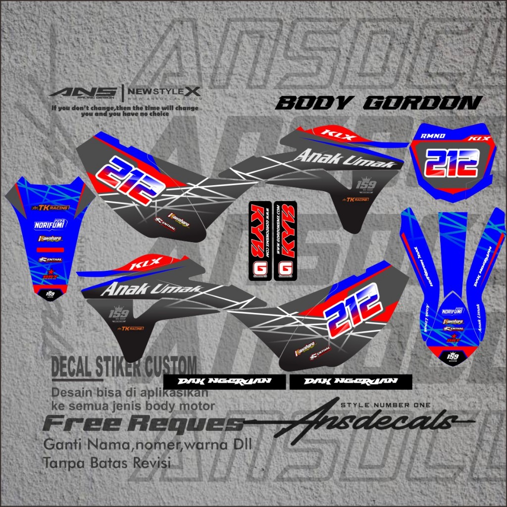 สติ๊กเกอร์รูปลอก KLX GORDON FULL BODY DECAL GORDON DECAL STICKER VARIATION KLX GORDON ฟรี REQUEST