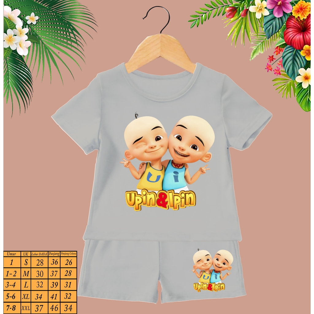 ชุดเสื้อยืดเด็ก Upin&Ipin | ชุดสูท ไม่จํากัดเพศ | เนื้อเรยอนนิ่มมาก | Upin & Ipin Setelen