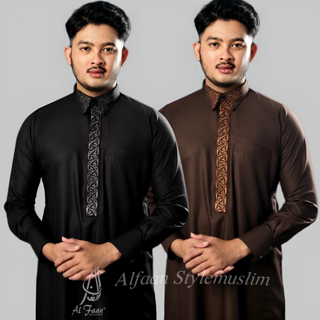 ผู้ชาย Robe Slimfit Gamis DULFIQOR Jubbah หรูหราผู้ชาย Gamis รุ่นล่าสุด Al faan Robe หรูหราปัก Robe 