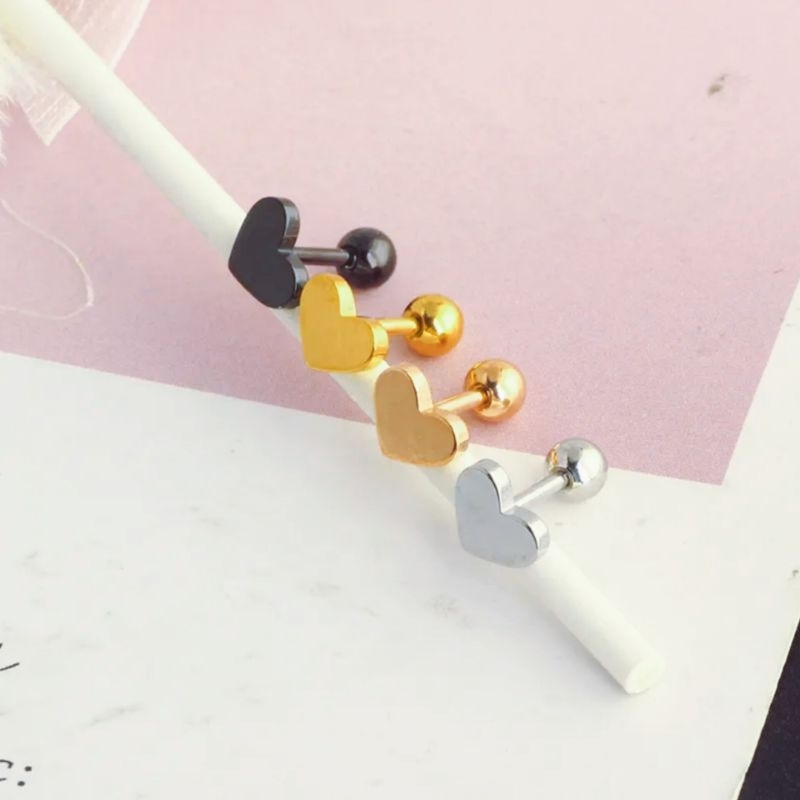 LOVE TITANIUM BARBEL EARRINGS / TITANIUM EAR BARBEL / TITANIUM EAR EARRINGS / LOVE BARBEL