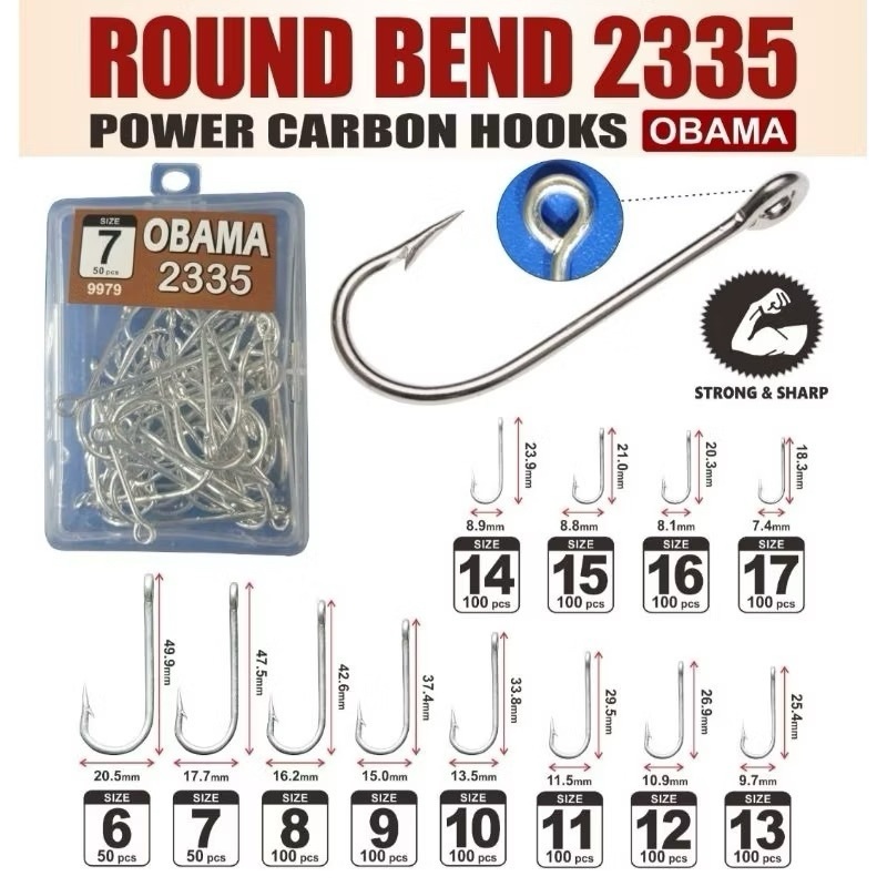 MATA OBAMA RING 2335 กล่อง Round Bend Power Carbon Hooks Hook Obama 2335