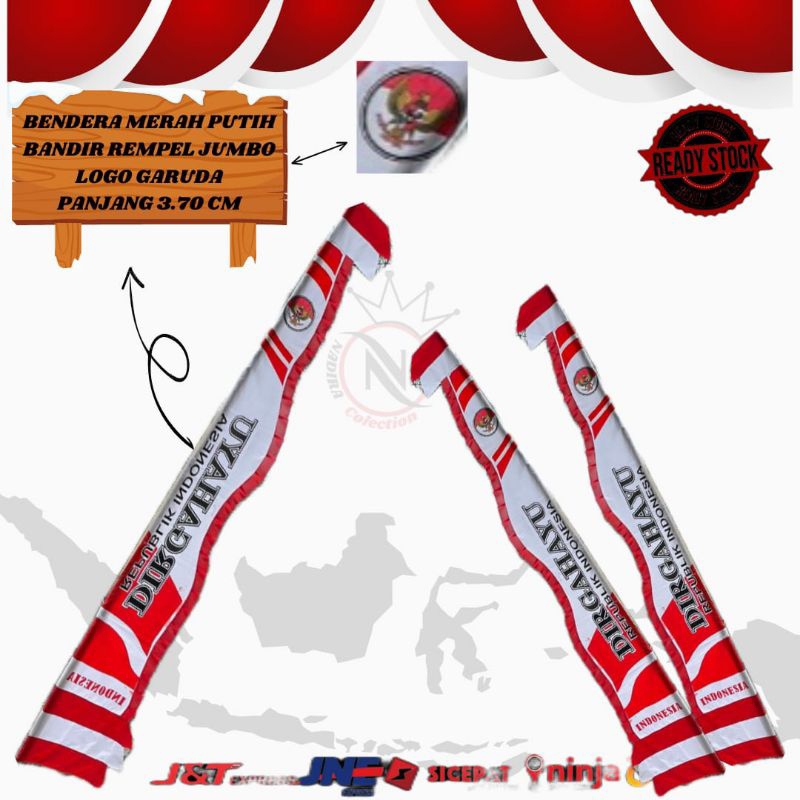 JUMBO RIBBON FLAG (พรีเมี่ยม) ±3.7 M DIRGAHAYU AUGUST 17