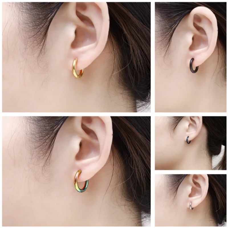 TITANIUM EARRINGS / TITANIUM EARRINGS PIERCING / FAKE TITANIUM HOOPS EARRINGS / TITANIUM EARRINGS