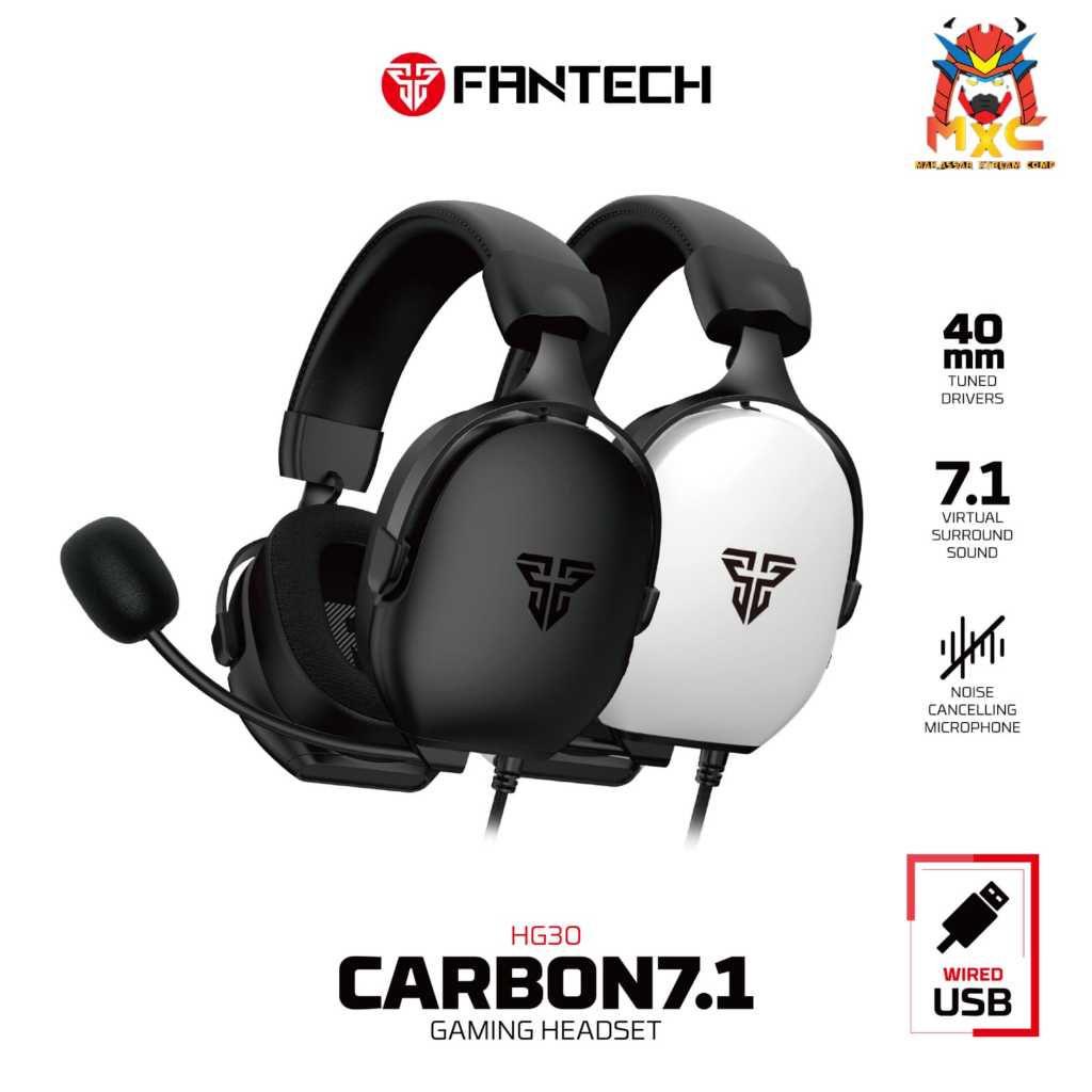 Fantech CARBON 7.1 HG30 Gaming Headset USB 7.1 Virtual Surround Sound Mic Cancelling, Driver 40 mm, 
