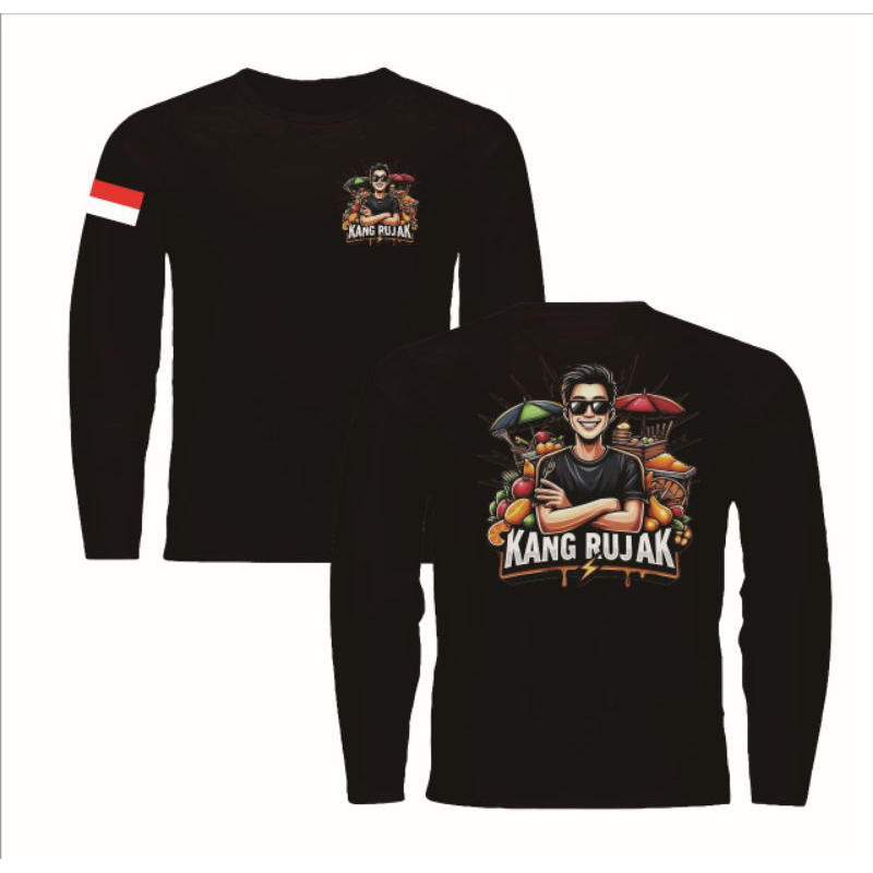 KANG RUJAK VIRAL DISTRO LONG เสื้อยืดสีดํา
