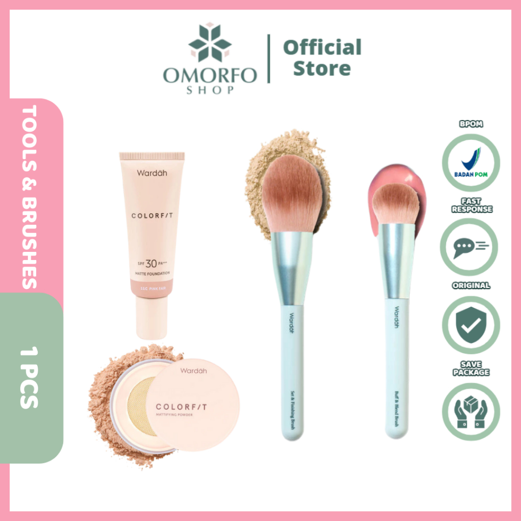 ❤️โอเมอร์โฟ❤️ Wardah Halalal Tool Brush – Wardah Buff & Blend Brush, Wardah Set & Finishing Brush, C