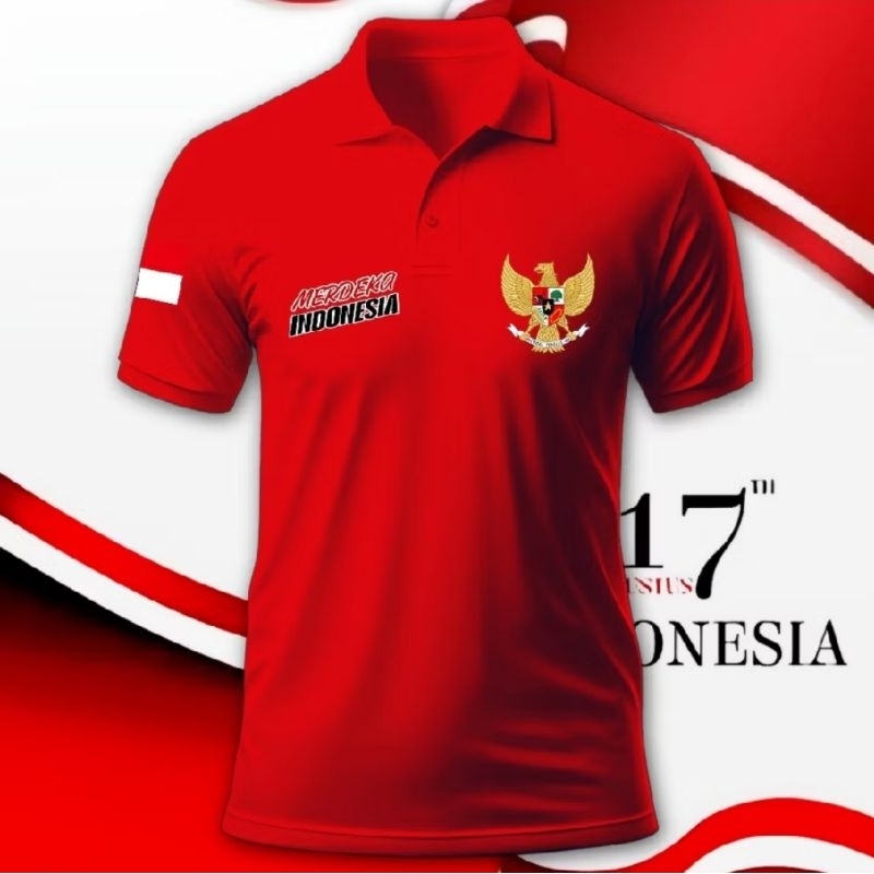 MERAH MERDEKA INDONESIA /// TSHIRT HUT RI COLLAR T-SHIRT 17 AUGUST 2025 ผู้ชายผู้หญิงผู้ใหญ่ / WANGK