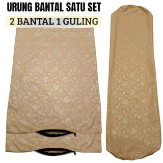 Urung Bantal Dan Guling Isian Kapuk Satu Set Bahan Katun Embos Premium
