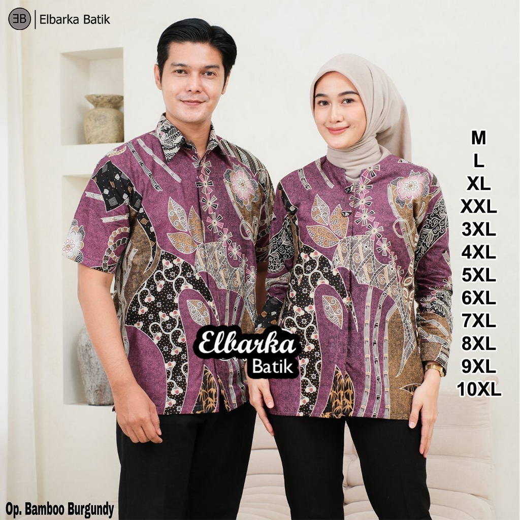 KATUN KEMEJA BATIK ELBARKA Couple Jumbo Mens and Womens Batik Tops - Long & Short Sleeve Shirts - Si