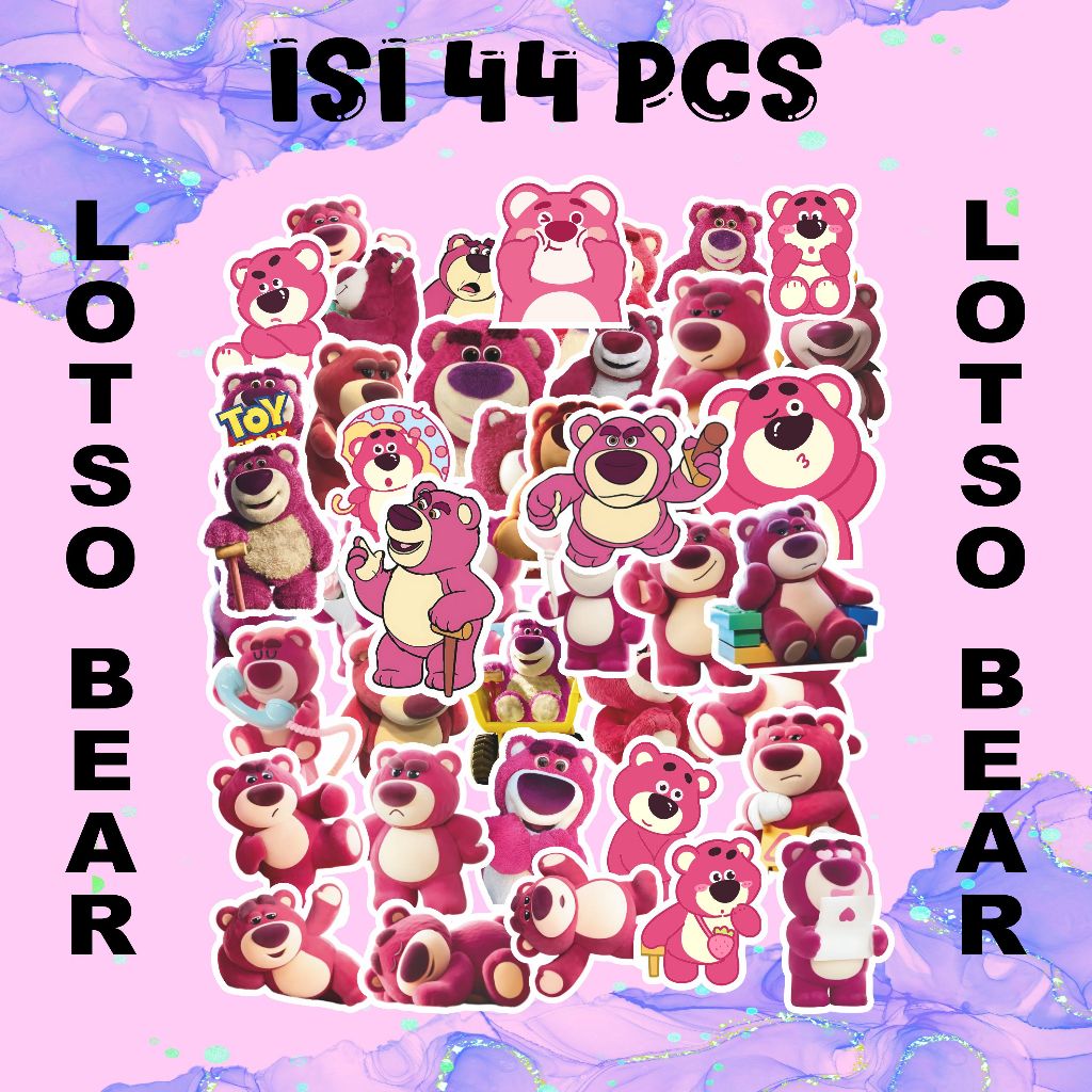 สติ๊กเกอร์ LOTSO TEDDY BEAR 44 ชิ้น | สติ๊กเกอร์ GEMES PINK CHARACTER | กันน้ํา, FADE-RESISTANT, CAN