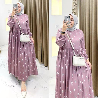 Amavy daily - Aura Midi Dress Jumbo Rayon Viscose LD 120 Busui Frenly / Dress Nyaman Kain Rayon Motif Terbaru Dress Katun Rayon Premium Viral