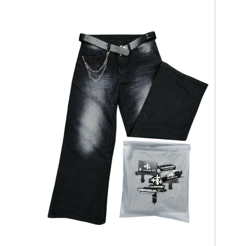 COLSEUMDIRTY - BAGGY PANTS สีดํา DIRTY