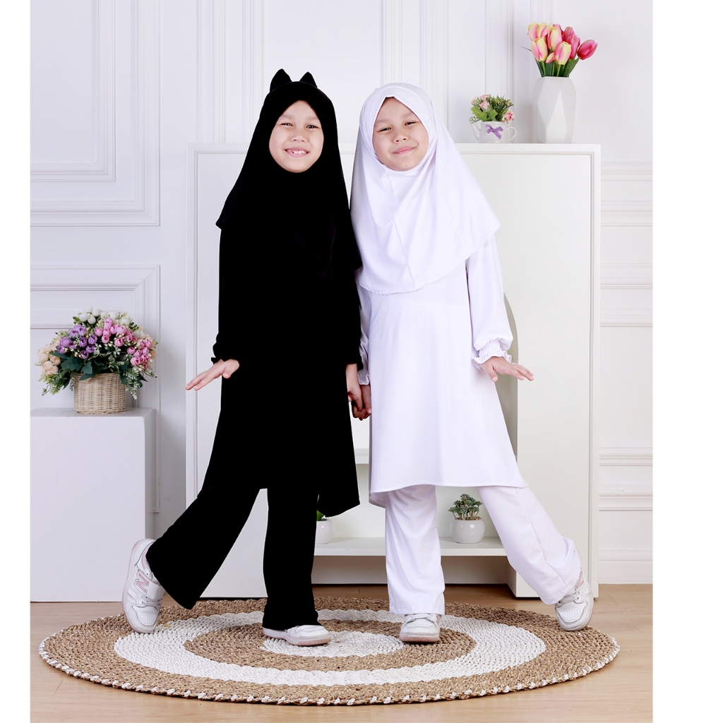 Dungdungkids Neala Girls Set Ricis Jersey Hijab Syari Ribbon Hijab Set 4 - 14 ปี