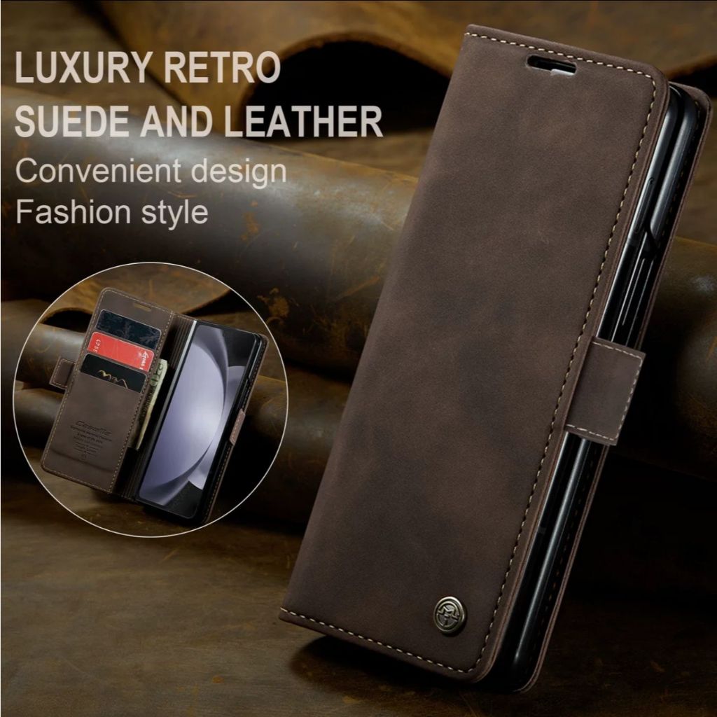 ฮันส์ !!ใหม่ SAMSUNG A56 A36 A26 Case Casing Caseme Cover Leather Wallet Dompet - Black = Brown Marr