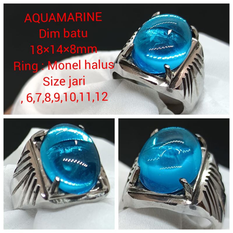 AQUAMARINE CRYSTAL GEMSTONE RING D18
