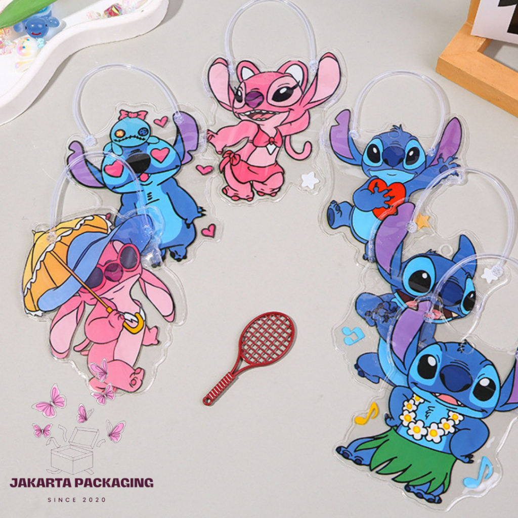 Cute Stitch & Angel Character Handle Zipper UK รวมที่จับ ± 17.5x9.5x1cm - Cute & Unique Bag Accessor