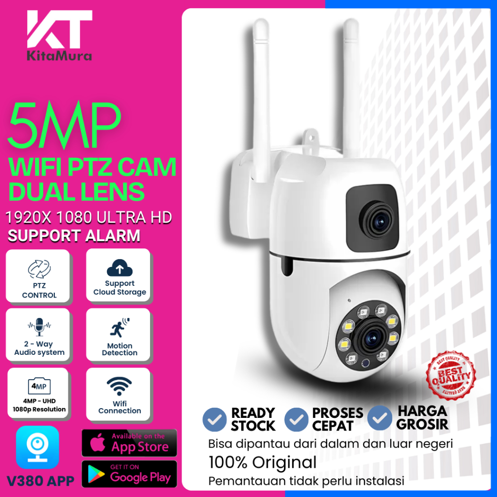 V380 Pro กล้องวงจรปิด WIFI เลนส์คู่ WiFi IP กล้องไร้สายกลางแจ้ง