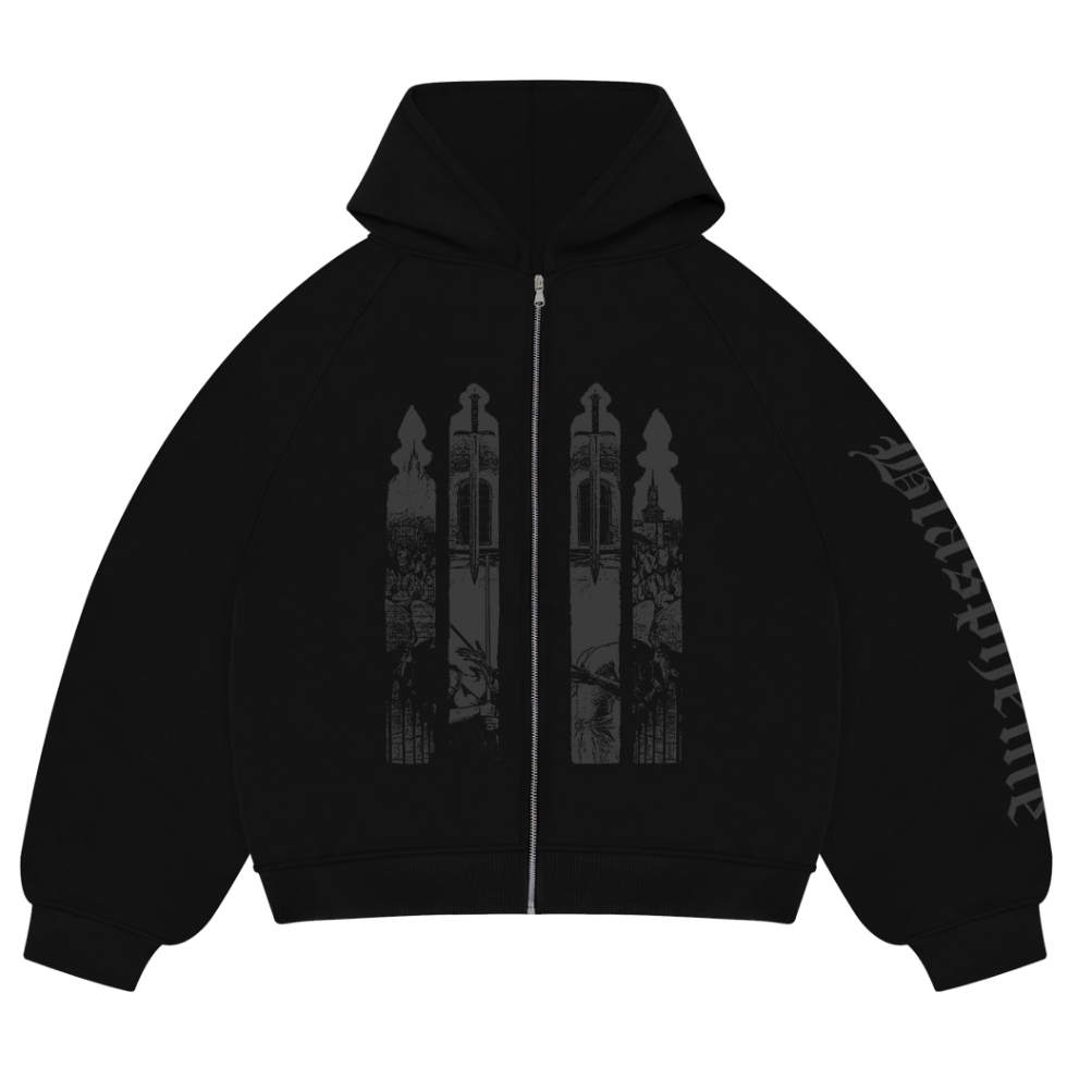 HPND - The Goatz Black Boxy Hoodie / Boxy Zipper Hoodie / Boxy Zipper 280-300gsm ขนแกะ