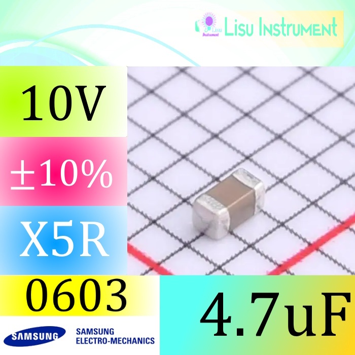 4.7uF 10V X5R ±10% 0603 ตัวเก็บประจุเซรามิกหลายชั้น MLCC Samsung CL10A475KP8NNNC