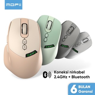 MOFii Mouse Wireless 2.4GHz + Bluetooth Rechargeable Baterai Type-C Fast Charging 2000DPI M128