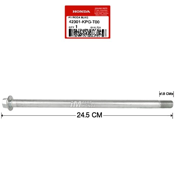 [42301-KPG-T00] REAR AXLE SUPRA X 125 FI NEW SPOKE RIMS / HELMET IN - REVO 110 INJECTION - ORIGINAL 