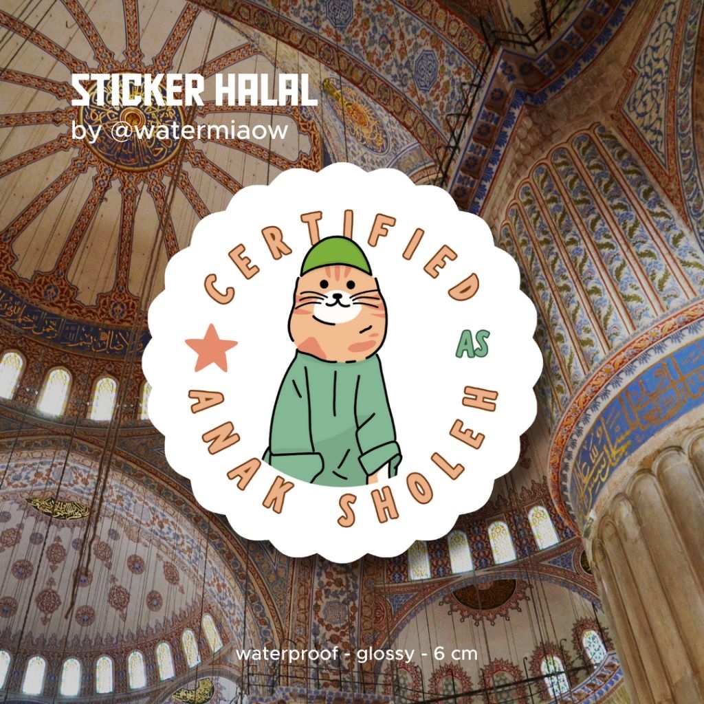 ISLAMIC HALAL CAT MEME STICKER BY WATERMIAOW "ซีเมนต์กับ SHOLH" CHILDREN" |กันน้ํากันน้ํากันน้ํากันน