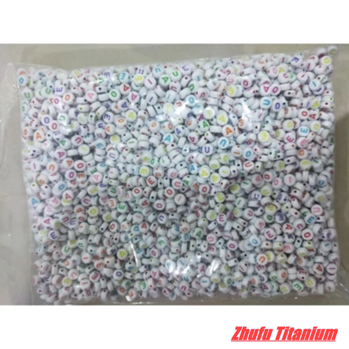 6 มม. uk สี vowel ตัวอักษรสีขาวลูกปัดกลมแบน