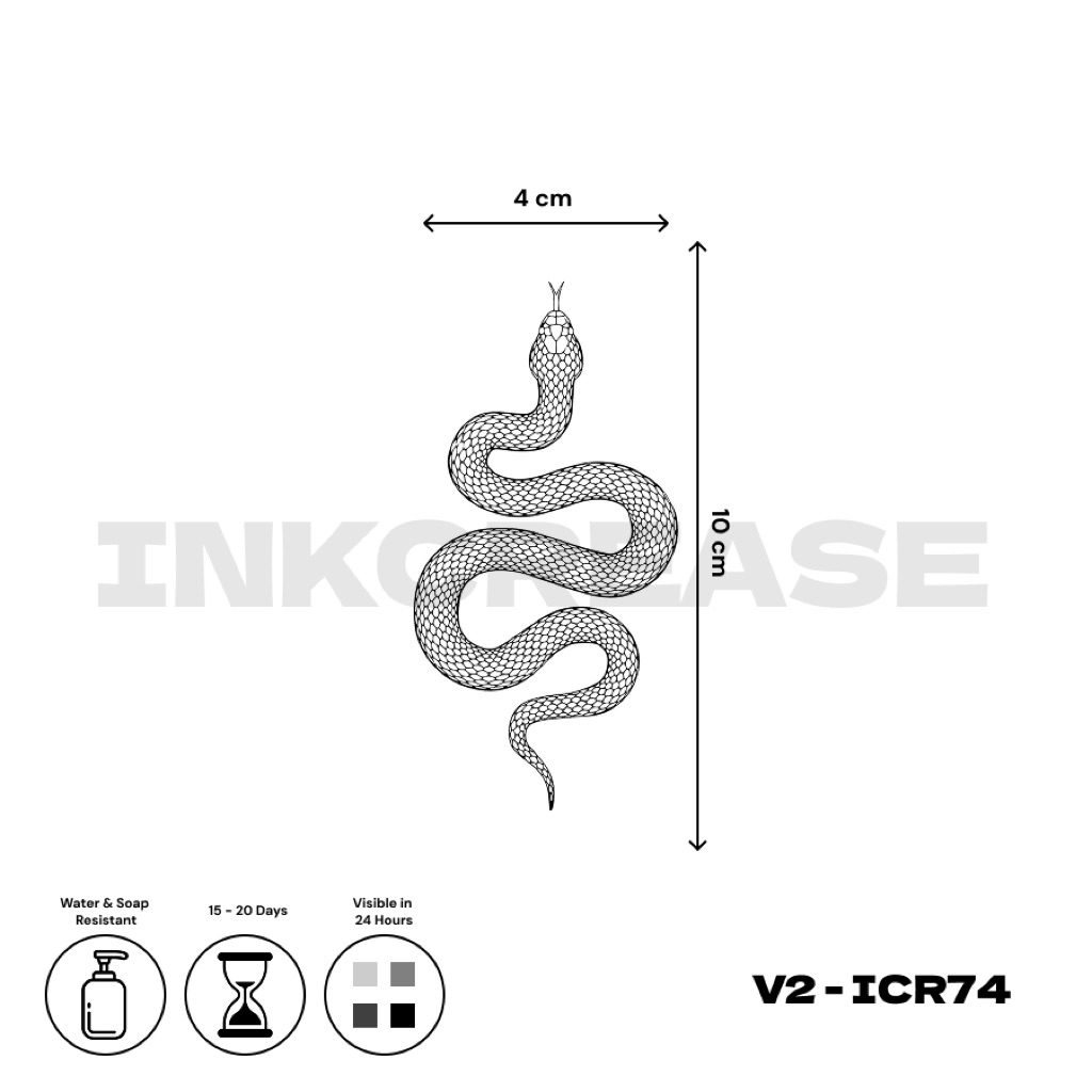 V2-ICR74 Snake Tattoo รอยสักชั่วคราว Chromogenic Ink โดย Inkcreas