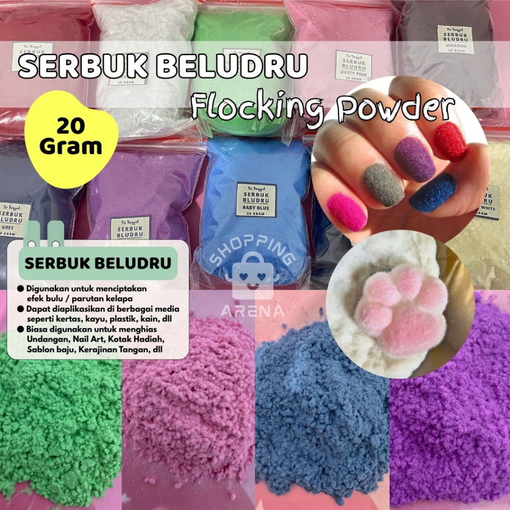 ผงกํามะหยี่20กรัมผงกํามะหยี่ แห่กัน ผงไนลอนนุ่มลื่นตกแต่งเล็บสกรีนเสื้อยืดหัตถกรรมกล่องของขวัญแหวนเครื่องประดับที่มีสีสันกํามะหยี่สวยขนผลมะพร้าวขูดอุปกรณ์ตกแต่งกล่องของขวัญช้อปอารีน่ามาลัง