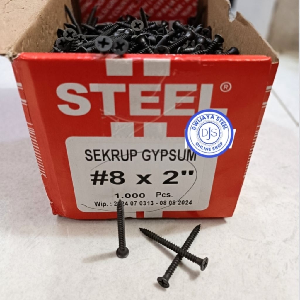 1 กล่อง GYPSUM SCREWS 8X2" STEEL BLACK GIBSUM SCREWS 8X2" GYPSUM DRYWALL SCREW 5CM
