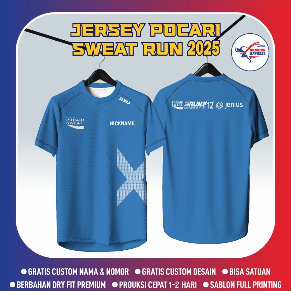 POCARI SWEAT RUN 2025 เสื้อวิ่งสําหรับผู้ชายและผู้หญิง - 2XU Dryfit ชุดกีฬาวิ่งพิมพ์ลายเต็มรูปแบบ