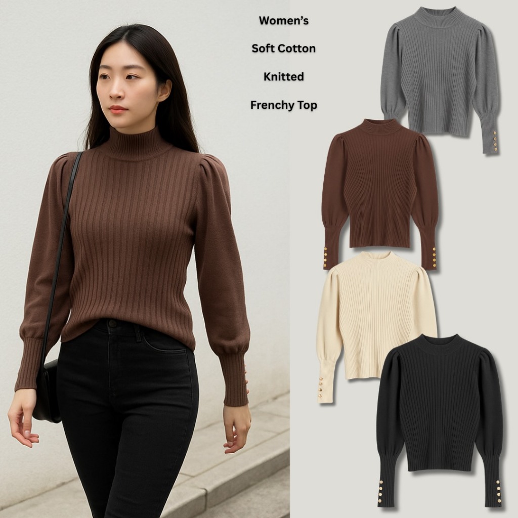 IMPORT BKK BANGKOK เสื้อท็อปผู้หญิง (IMP25 FRENCHY KNITT TOP)