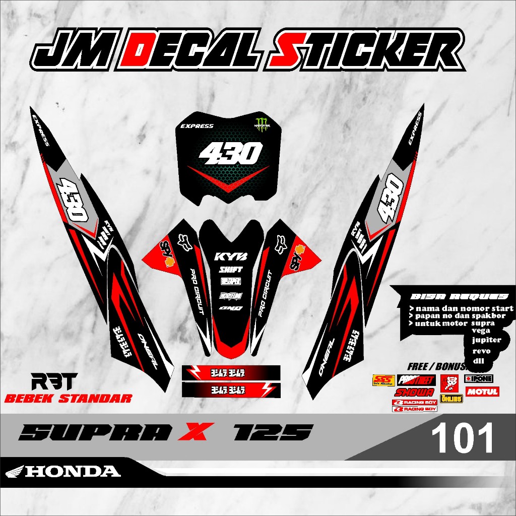 สติ๊กเกอร์ RBT SUPRA X 125 MOTOR RBT BEBEK MODIF SUPERMOTO YZ CRF KLX KX KTM RBT ใหม่มอเตอร์ล่าสุด T