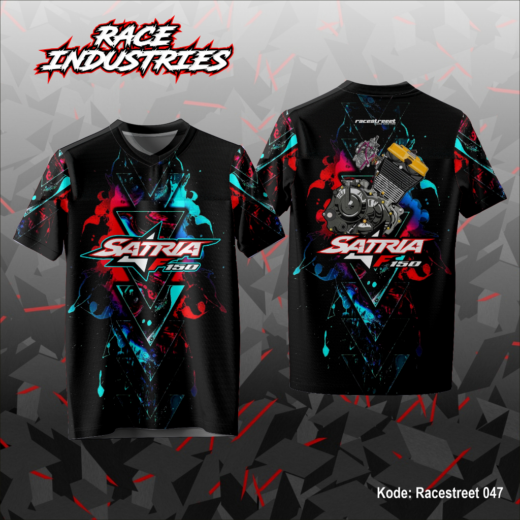 Suzuki Satria FU 150 เสื้อยืด Racing Jersey พิมพ์เต็ม Suzuki Satria F150 Racing Jersey ยานยนต์การออก